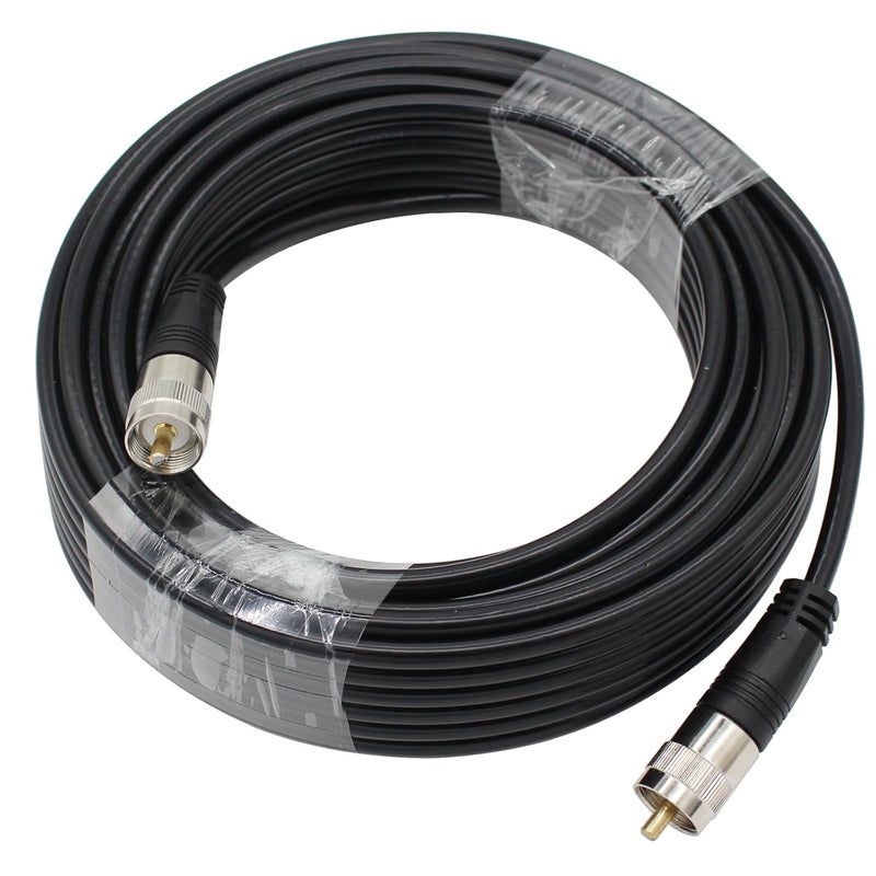 exgoofit RG8X Coaxial Cable 50ft (15m), CB Coax Cable, UHF PL259 Male to Male Coaxial Cable Connector for HAM Radio, Antenna Analyzer - Image 1